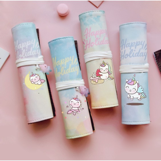 hộp bút cuộn ngựa thần màu loang HBLC15 hộp bút unicorn cute đựng màu vẽ kpop thần tượng hoạt hình idol dễ thương