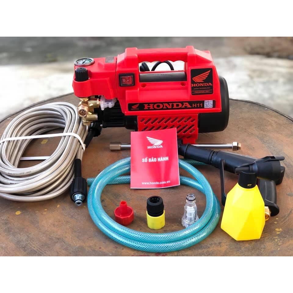 Máy rửa xe H.O.N.D.A áp lực 3500W - Máy rửa xe  mini chỉnh áp tặng bình  tạo bọt lõi đồng 100%