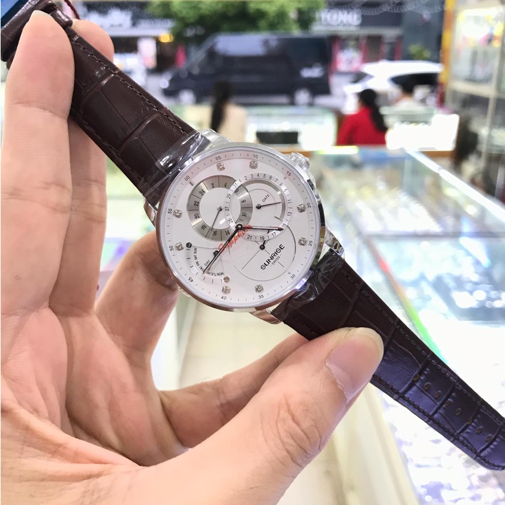 Đồng hồ nam SUNRISE 1146PA Full hộp, thẻ chính hãng, Kính Saphire chống xước chống nước tốt