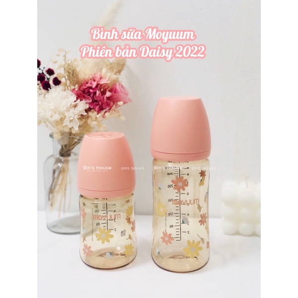 Bình sữa Moyuum hoạ tiết hoa cúc_ Daisy Edition_170ml/270ml núm chọn size free