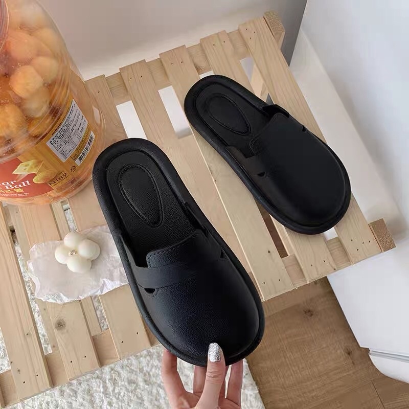 Dép sục trơn nữ đế bằng chống trượt siêu nhẹ, dép quai ngang đi trong nhà - TinyShop