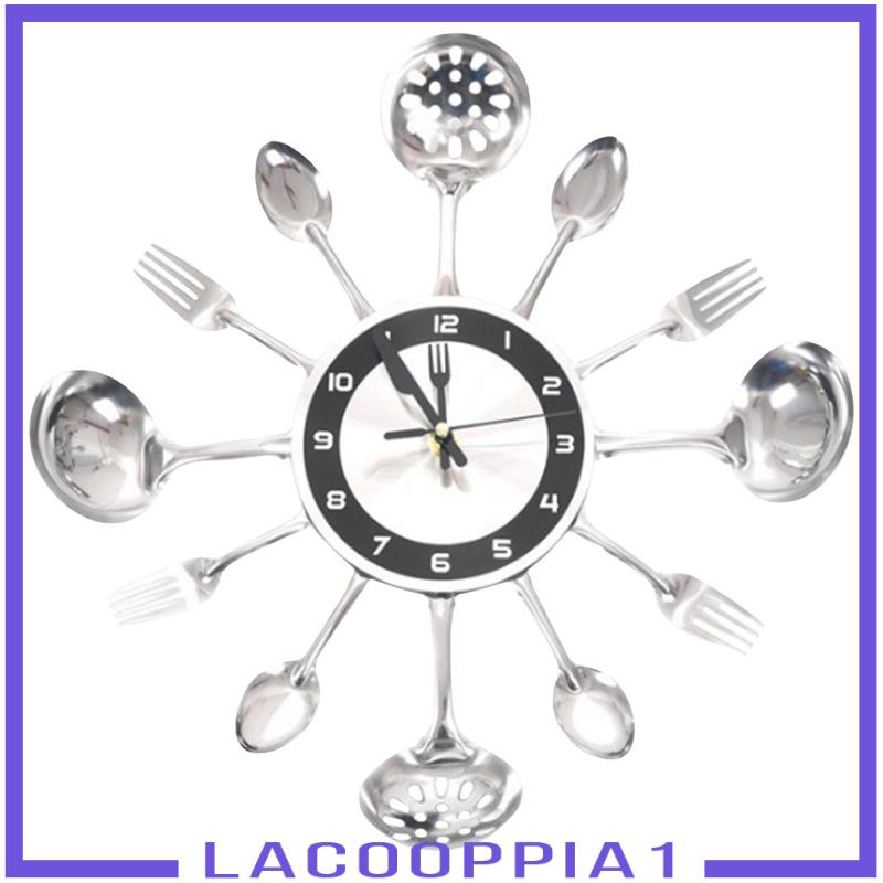 [Lacooppia1] Đồng Hồ Treo Tường Nhà Bếp Kèm Muỗng Nĩa Dễ Đọc Trang Trí