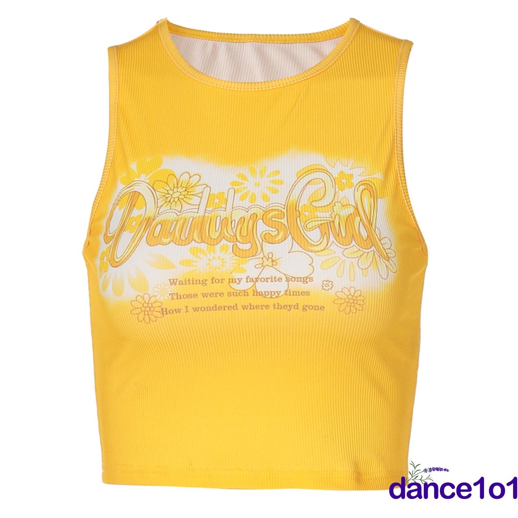 Áo sát nách cổ tròn in chữ thời trang cho nữ