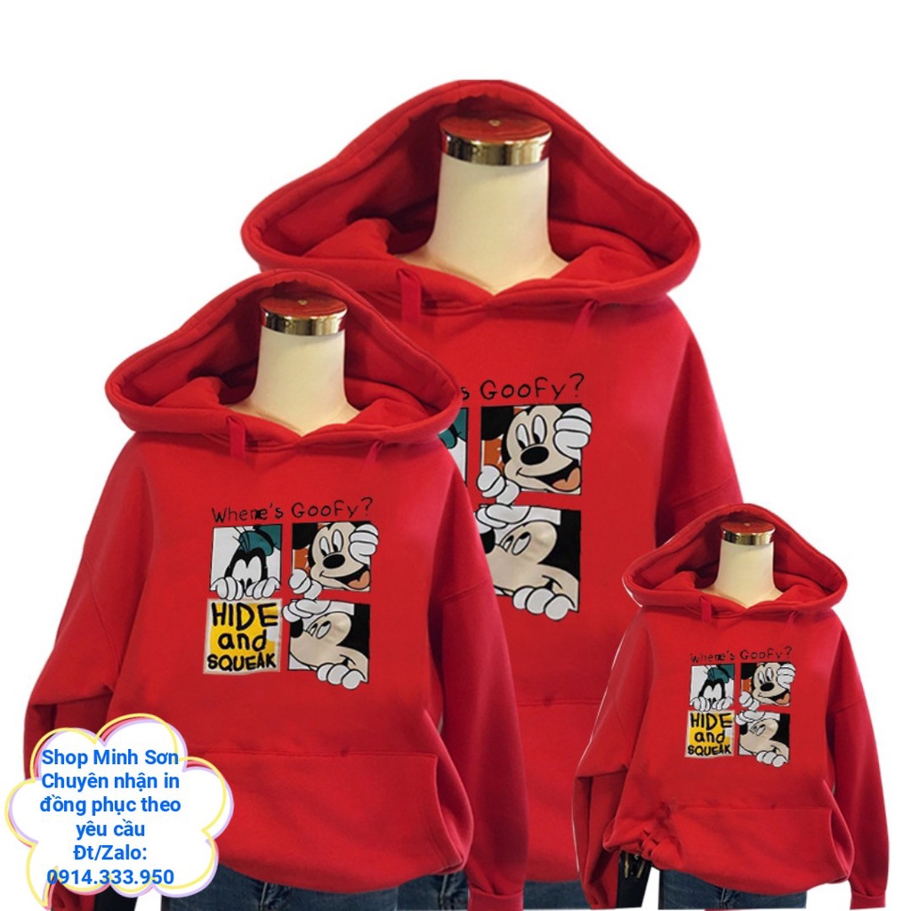 🎡VIDEO ÁO NỈ HOODIE CHUỘT MICKEY, NỈ MŨ GIA ĐÌNH, ÁO ĐÔI  LOẠI 1 ĐỦ MÀU ĐỦ SIZE