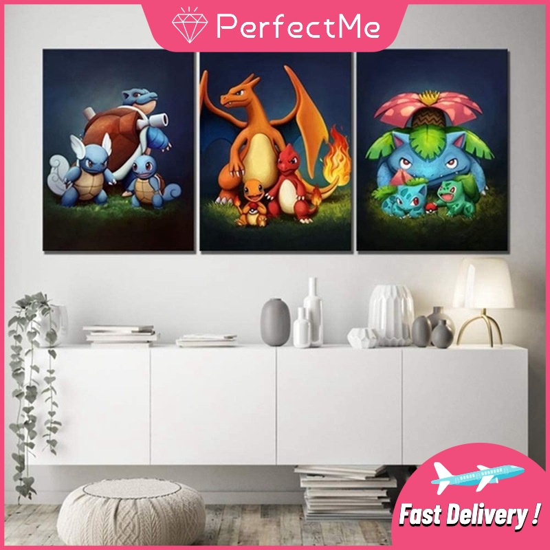 Bộ Tranh Đính Đá 5D Tự Làm Hình Pokemon 40x50cm Trang Trí Nhà Cửa