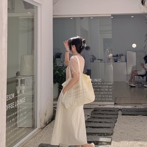 T304-305-306/Túi tote túi vải nữ đeo vai chữ thêu phong cách Ulzzang