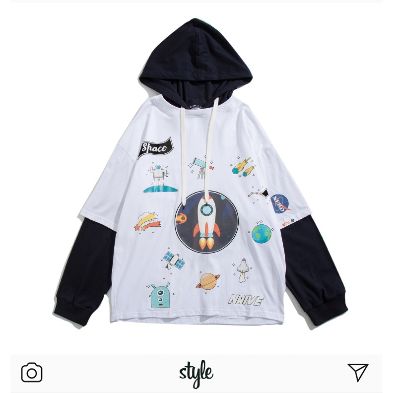 Áo Hoodies Họa Tiết Funky Space Không Gian phi Hành Gia Nelly
