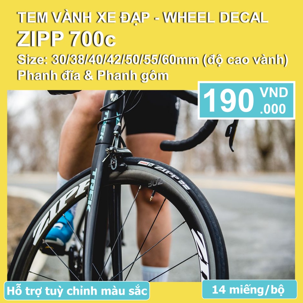 Tem decal dán vành niềng bánh xe đạp đua ZIPP (phanh gôm) | Road wheel decal (Rim brake) | CycleWrap