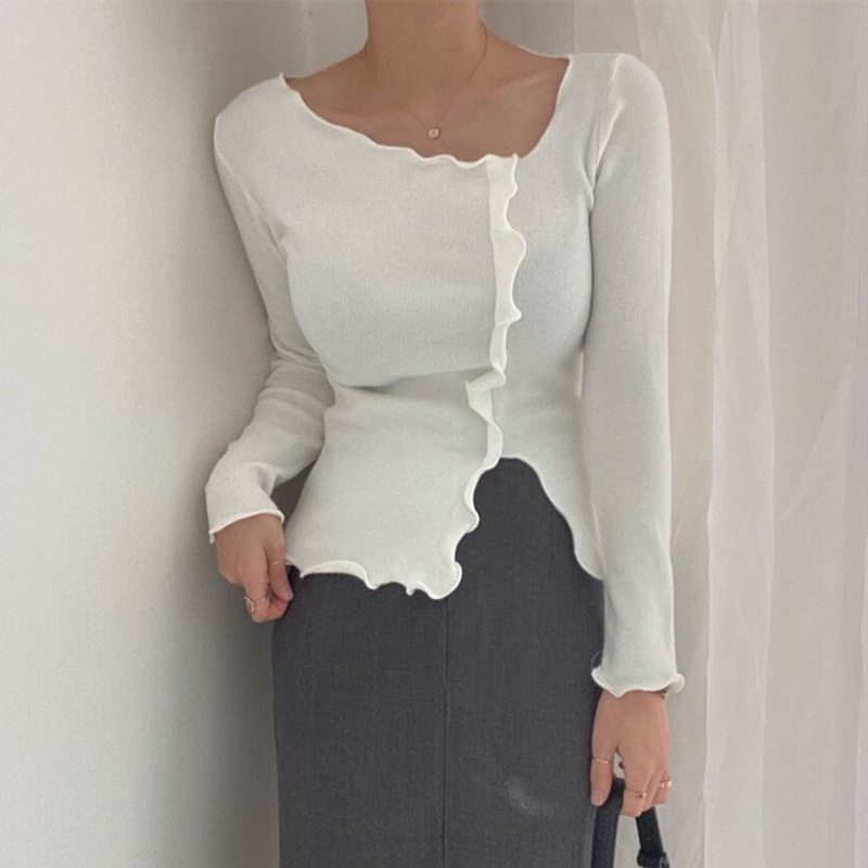 SUXI Áo Sweater Dệt Kim Tay Dài Màu Sắc Đơn Giản Cho Nữ