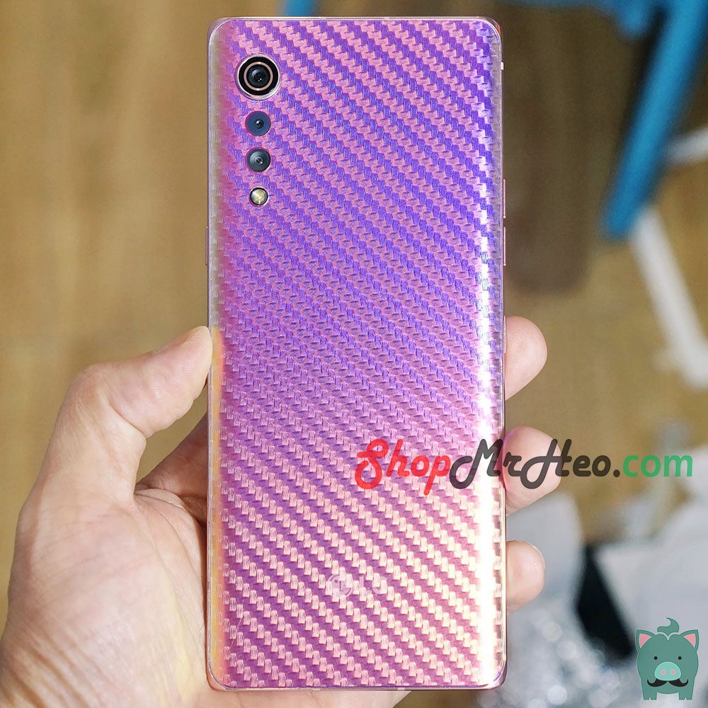 Skin Dán Mặt Sau Lưng Vân 3D LG Velvet - Carbon, Hình hộp, Nhám, Vân da