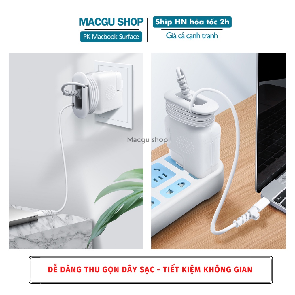 Ốp bọc sạc Macbook 3in1 kèm bộ cuốn bảo vệ chống đứt gãy đầu dây sạc bảo vệ sạc Macbook