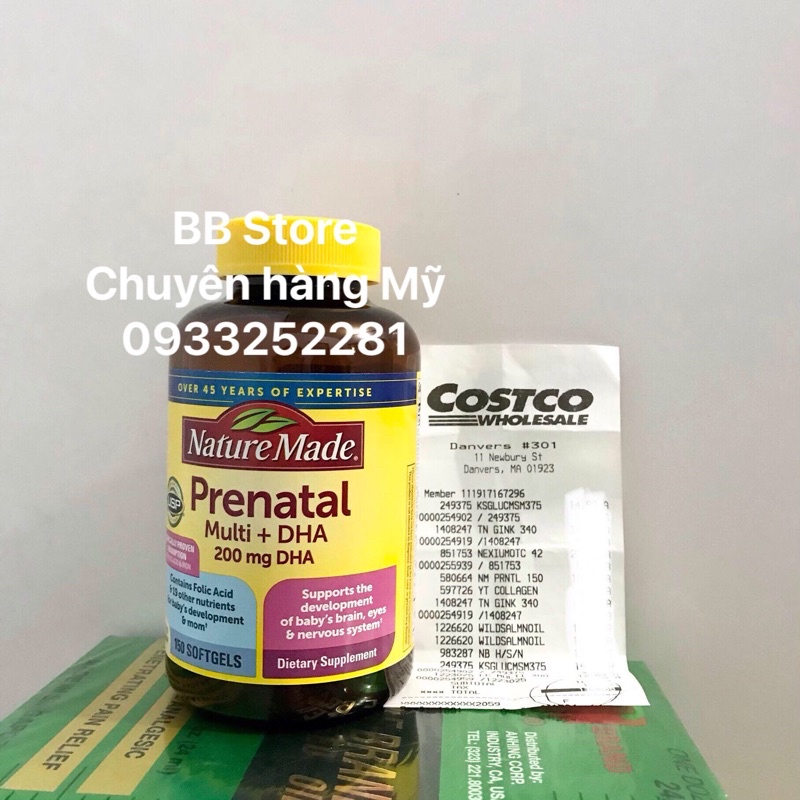 Vitamin tổng hợp cho bà bầu Nature Made Prenatal Multi DHA hàng Mỹ chính hãng