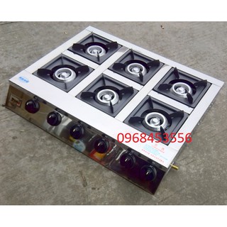 Bếp ga nấu mỳ cay, cơm niêu, bánh xèo 6 lò - Bếp gas 6 họng - Bếp gas 6 cửa