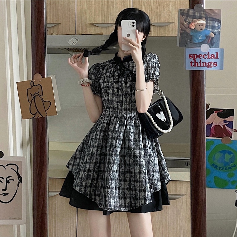 Đầm Sườn Xám Cách Tân Dáng Ôm Cột Dây Nơ Cá Tính Thời Trang Mùa Hè Dành Cho Nữ