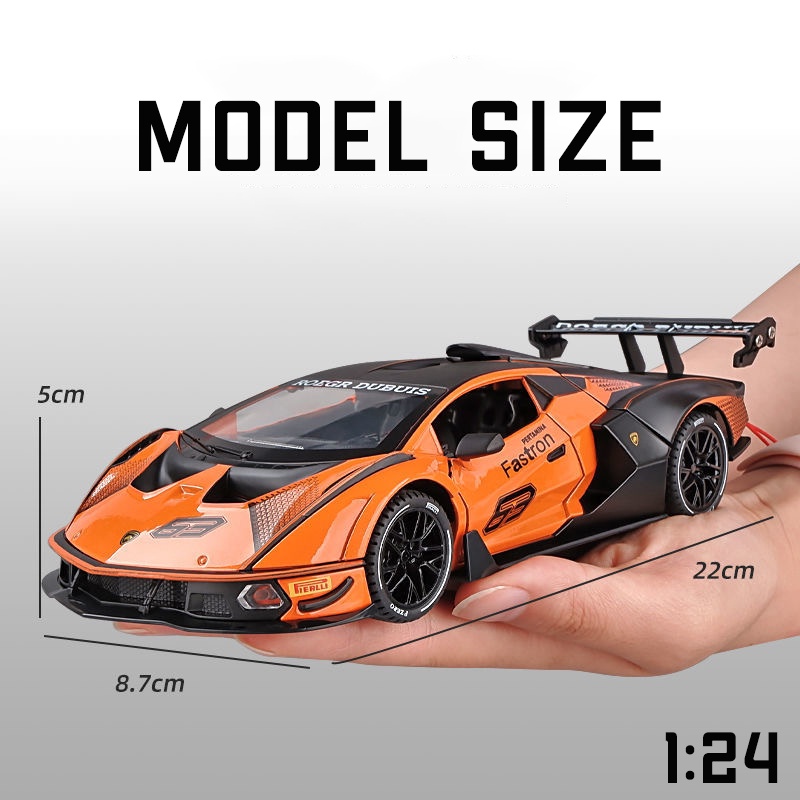 Mô Hình Xe Hơi Lamborghini SCV12 Bằng Hợp Kim Tỉ Lệ 1: 24 Có Đèn Và Nhạc