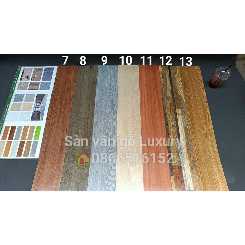[ COMBO 1M2 ] 7 tấm sàn nhựa giả gỗ keo sẵn tự dán - Kích thước 91,5x15,4 cm - Dầy 2 li