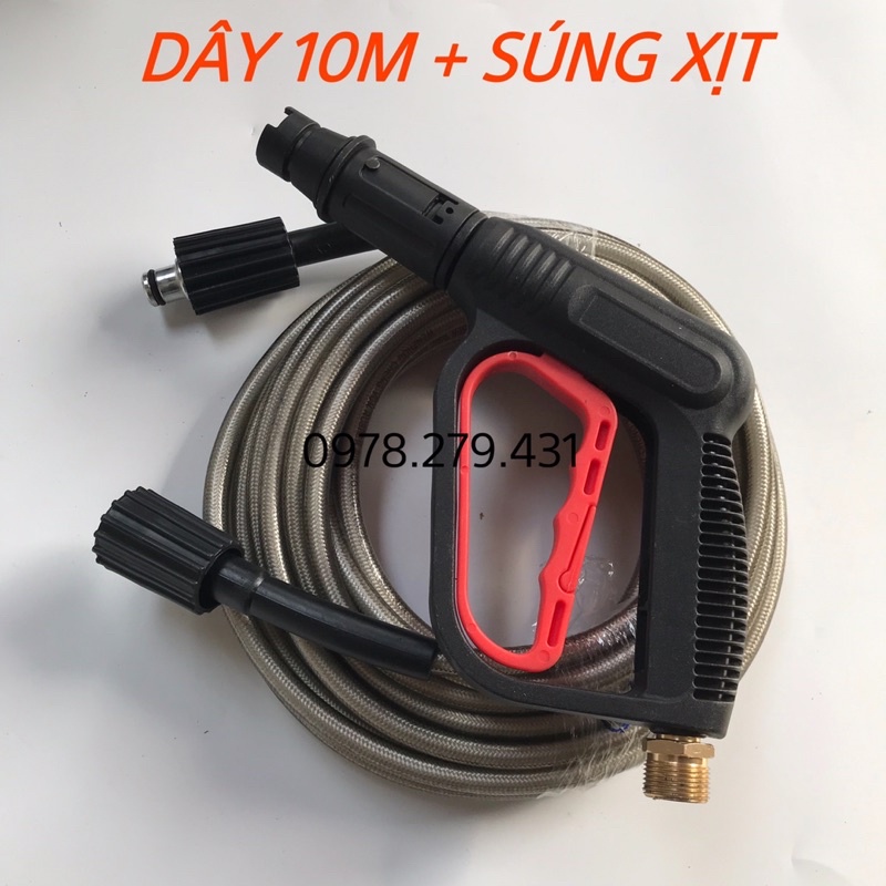 COMBO dây rửa xe và súng xịt 10M-15M-20M-30M / SÚNG XỊT ÁP LỰC CAO REN 22MM