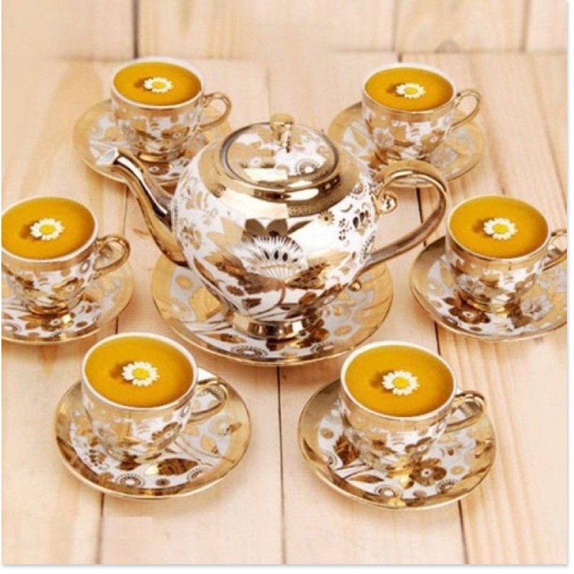 Bộ tách trà nhật nhũ vàng hoàng gia-Bộ tách uống trà cao cấp