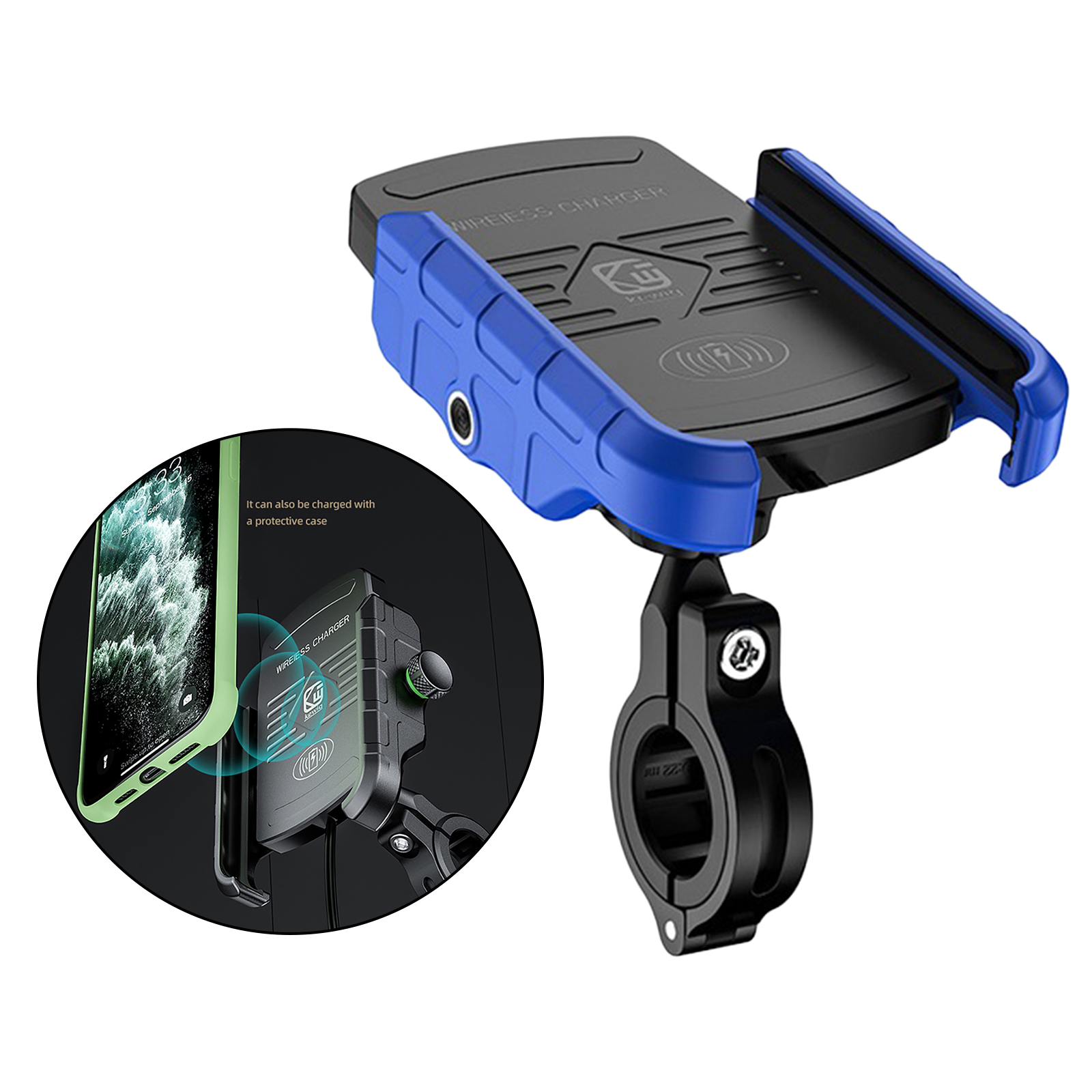 SafeTrip Motorcycle 15W Qi Cell Phone Holder for 3.5-6.5 inch Cellphones