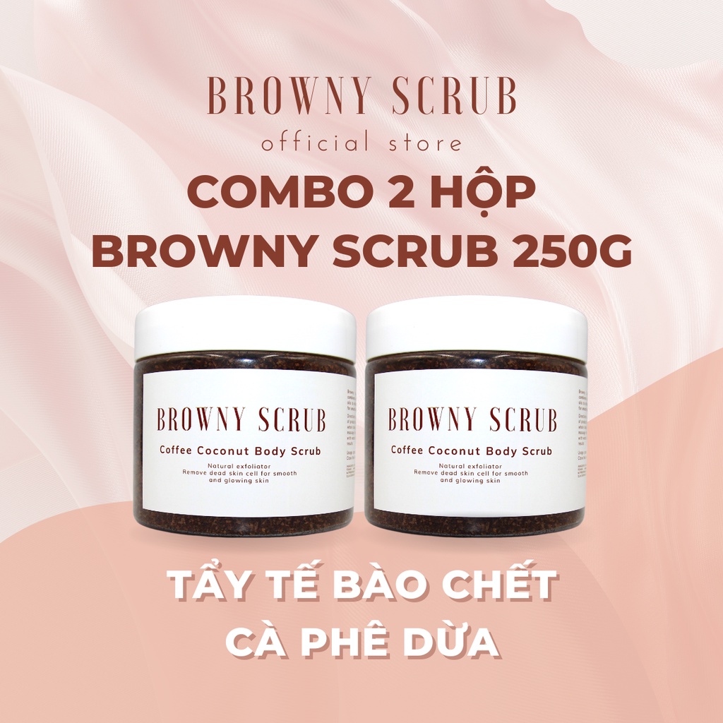Tẩy da chết body Cà Phê Dừa BROWNY SCRUB dưỡng da mềm mịn, ngừa rạn, giảm chai sần 250Gr handmade