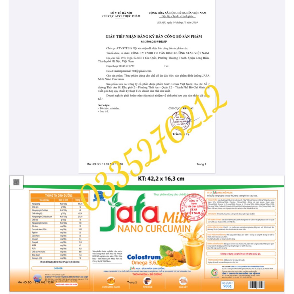 Sữa JaFa Milk Nano Curcumin Colostrum Omega 3,6 - Đẹp da, tốt cho phụ nữ sau sinh, người dạ dày | BigBuy360 - bigbuy360.vn