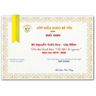 Giấy khen mầm non, mẫu giáo