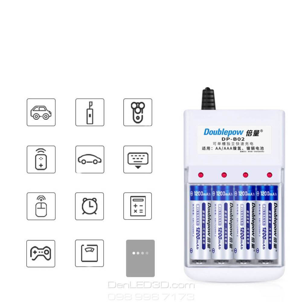 [Chính Hãng] Pin Sạc DoublePow 3000Mah Kèm Bộ Sạc, Dung Lượng Thật, BH 1 Đổi 1