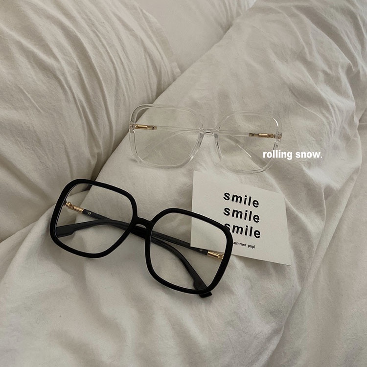 Mắt Kính Gọng Lớn Tròng Phẳng Trong Suốt Phong Cách Cổ Điển Cho Nữ