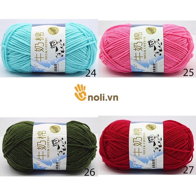 Len milk bò 50g mềm mịn, tơi xốp, nhiều màu dành cho người mới bắt đầu học đan móc khăn áo, thú bông, túi xách (24-51)