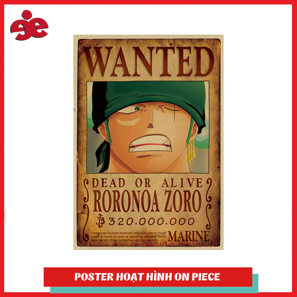 Poster truy nã Roronoa Zoro (Timeskip) - One Piece