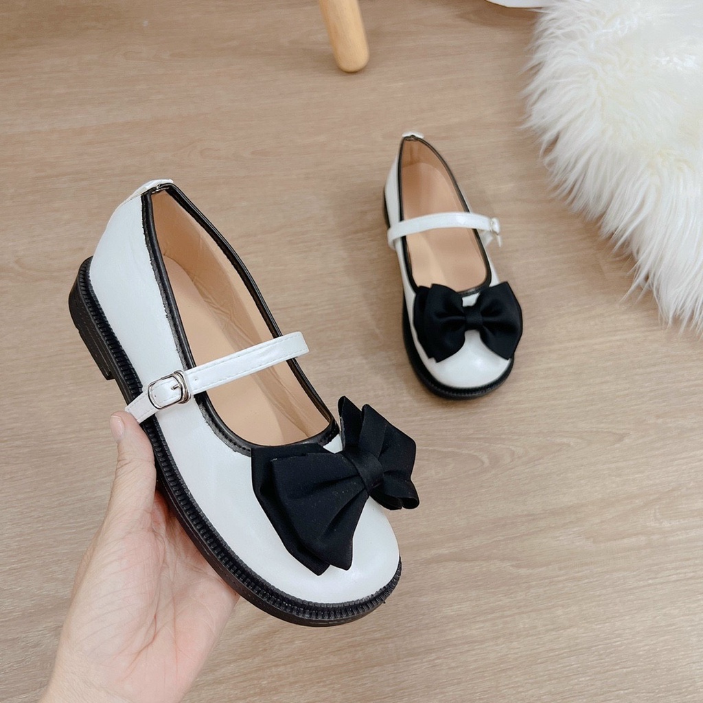 [Freeship] Giày búp bê nữ đính NƠ vải đế bệt, chất da mềm, giày lolita phong cách cổ điển