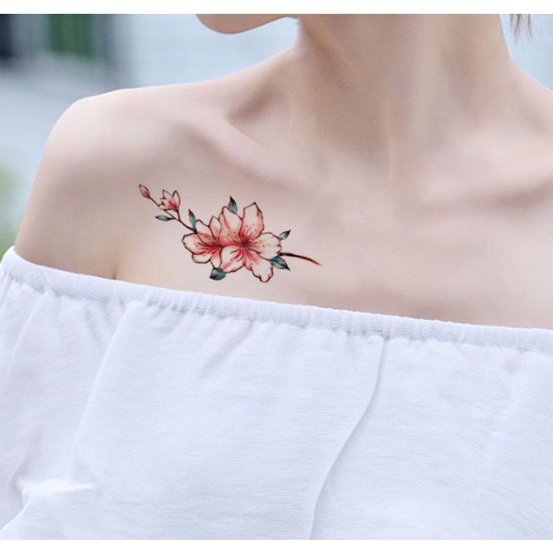 Hình xăm dán tatoo hoa b16.Xăm dán tatoo mini tạm thời, size &lt;10x6cm