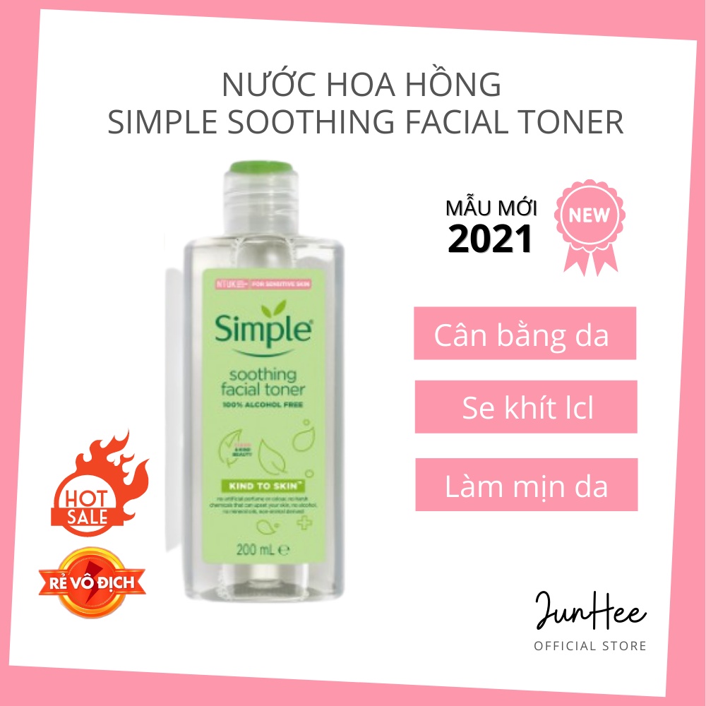 NƯỚC HOA HỒNG Simple Không Cồn, Cân Bằng Da Dịu Nhẹ Kind To Skin Soothing Facial Toner 200ml