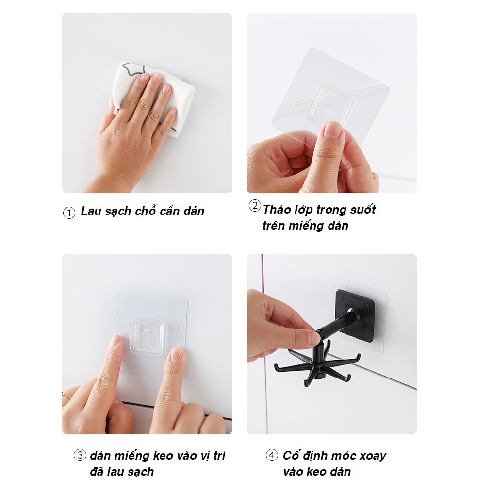 Móc Dán Treo Đồ Nhà Bếp/Móc Treo Vá Muỗng Thìa Xoay 360° Siêu Tiện Lợi