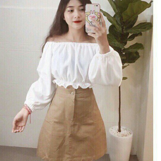 [Mã FAMAYWA giảm 10K đơn 50K] Áo trễ vai croptop bo eo siêu cưng❤