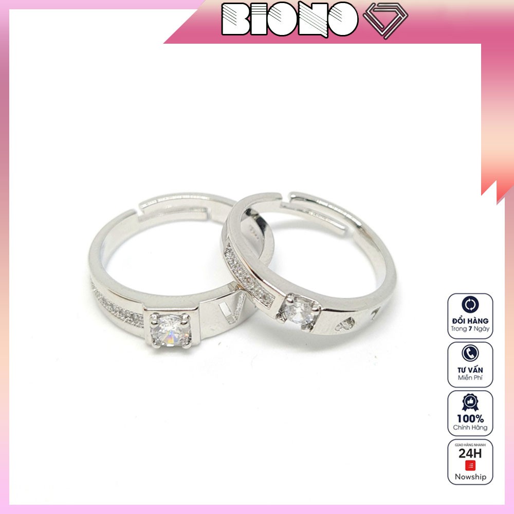 Nhẫn đôi tình yêu đính đá giá rẻ đẹp nam nữ cao cấp NB06