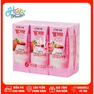 [DATE MỚI NHẤT] Sữa Dâu Binggrae 6 hộp/lốc