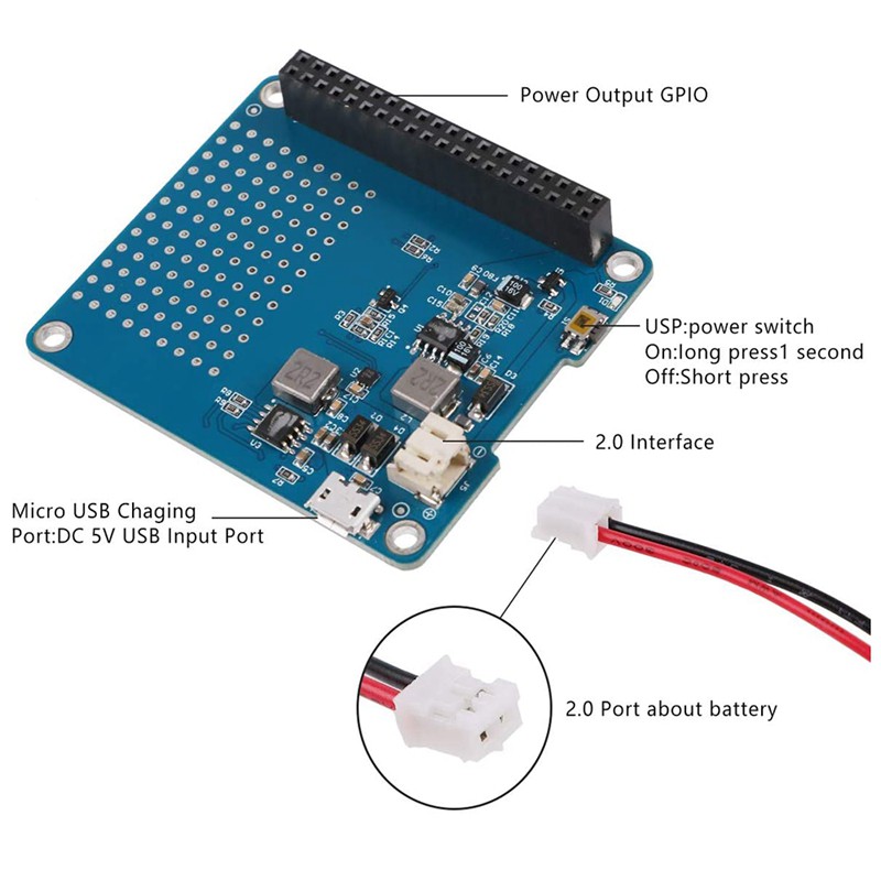 Bản Mạch Mở Rộng Nguồn Pin Raspberry Pi Lithium