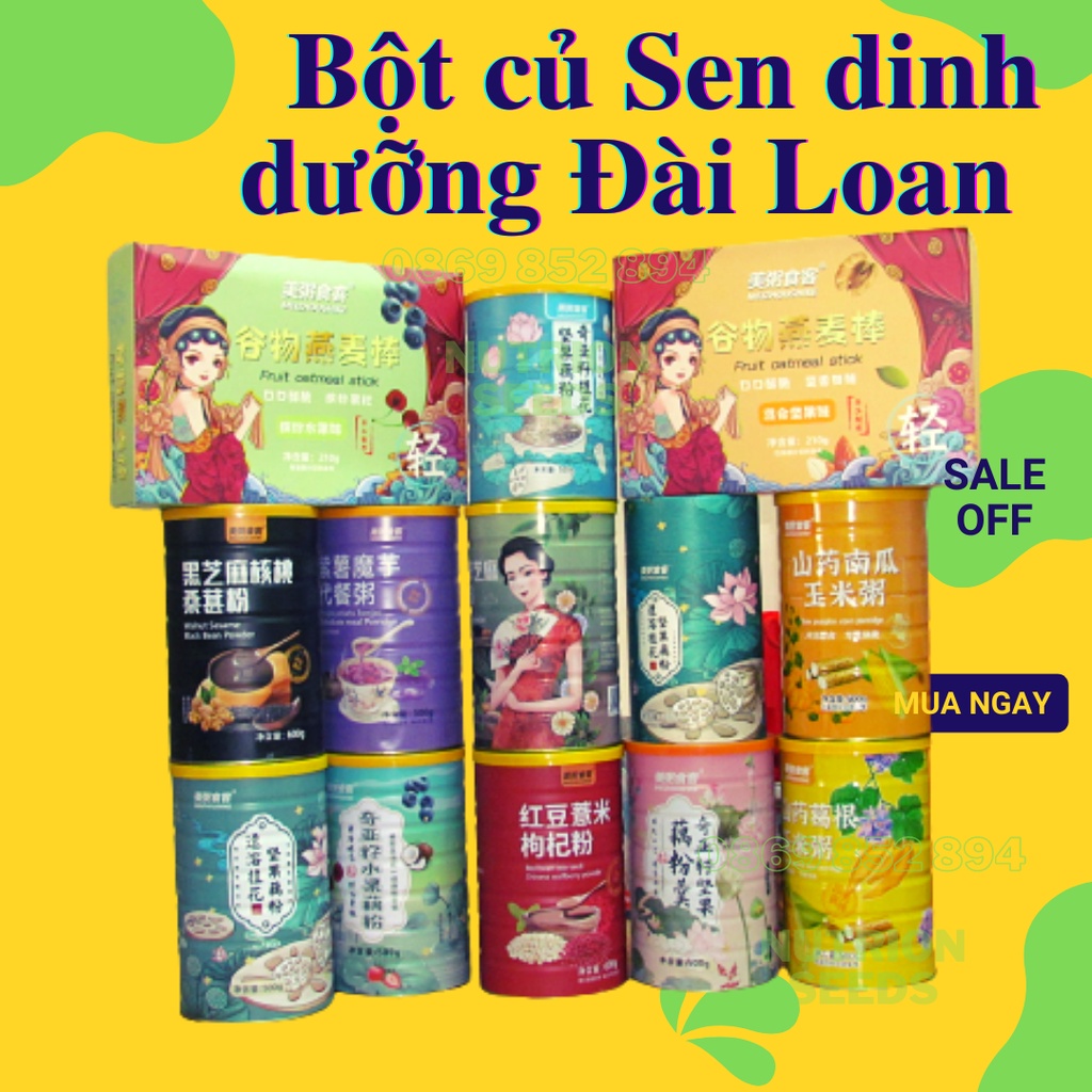 Các loại Bột Củ Sen Dưỡng Nhan mix hạt Giảm Cân, Ăn Kiêng hiệu Meizoushike hộp 500gr