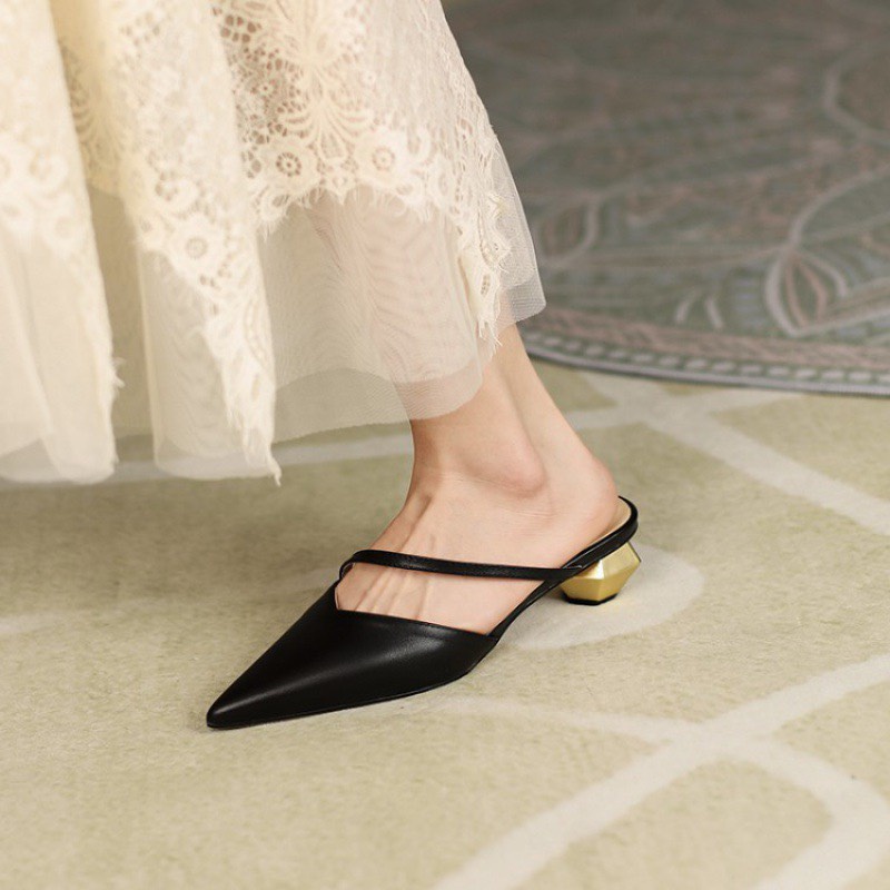 Giày cao gót bít mũi gót lục giác 5 phân, sandal cao gót mũi nhọn gót lục giác 5cm Chị Đẹp Store mã M92( form nhỏ)