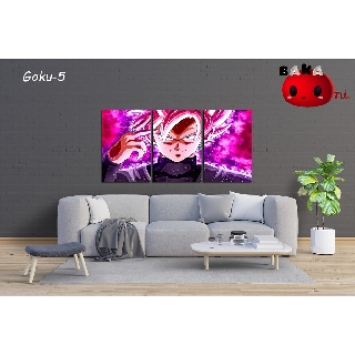 Tranh Canvas Anime bộ 3 tấm  Dragon Ball - Black Goku SSJ ROSE