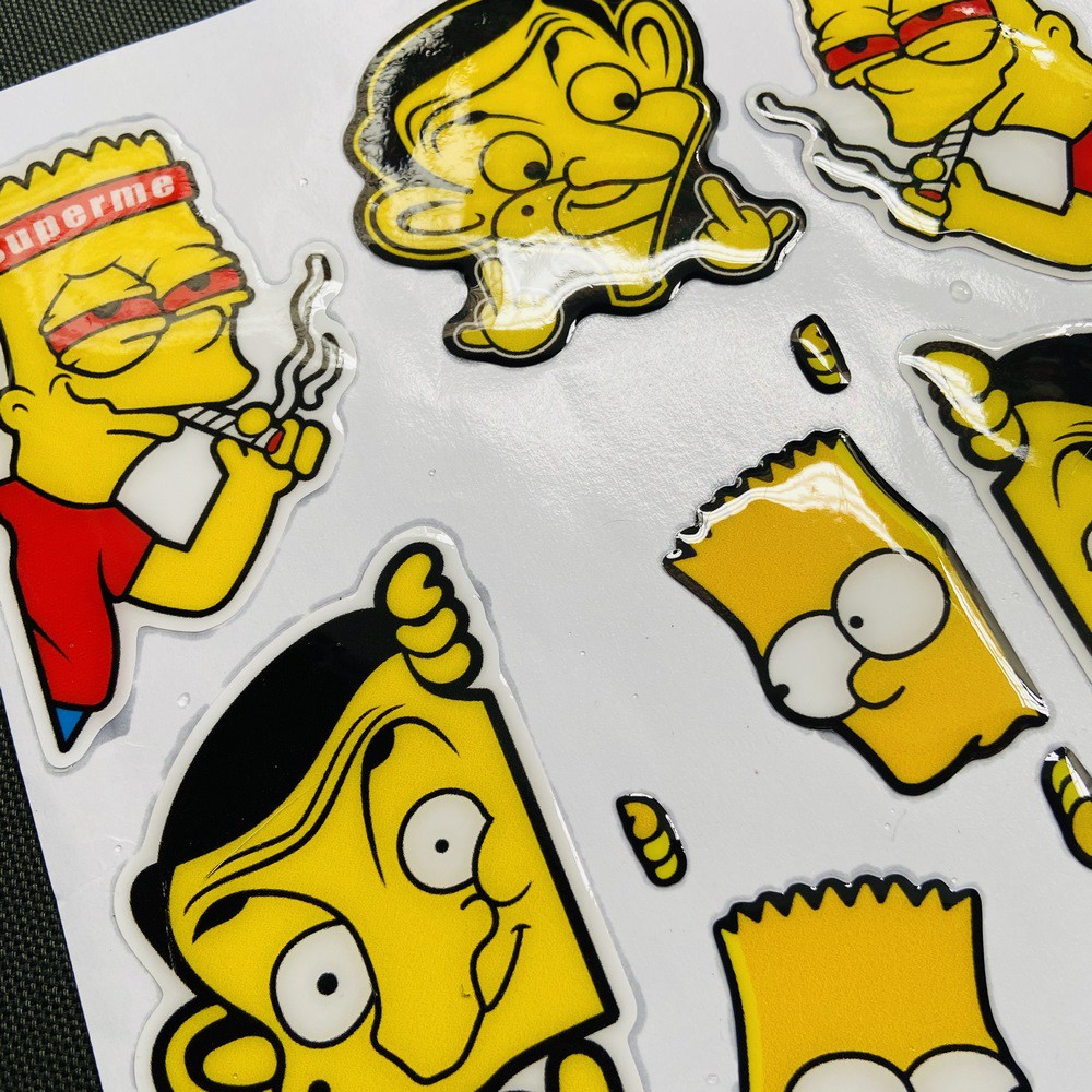 [QUÁ ĐỘC] TEM LOGO ĐỔ KEO NỔI DÁN XE SIMPSON,MR.BEAN HÀI HƯỚC CAO CẤP (MÀU VÀNG)