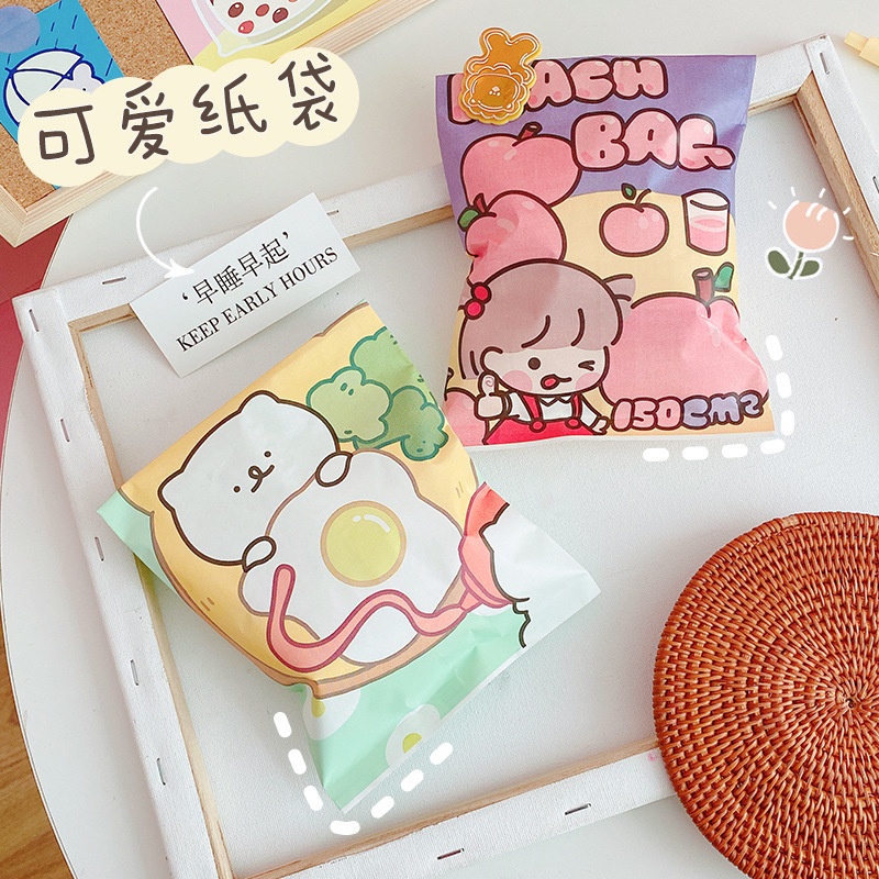 Túi Giấy Gói Quà Siêu Dễ Thương Phong Cách Hàn Quốc - Túi Giấy Gói Kẹo/ Đựng Đồ size lớn 21 x 14.5 cm Molangshop