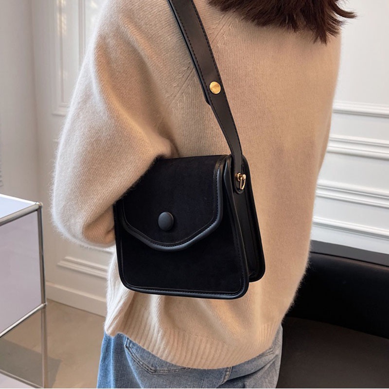 Túi đeo vai IELGY họa tiết kẻ sọc/ nhám phong cách cổ điển thời trang cho nữ