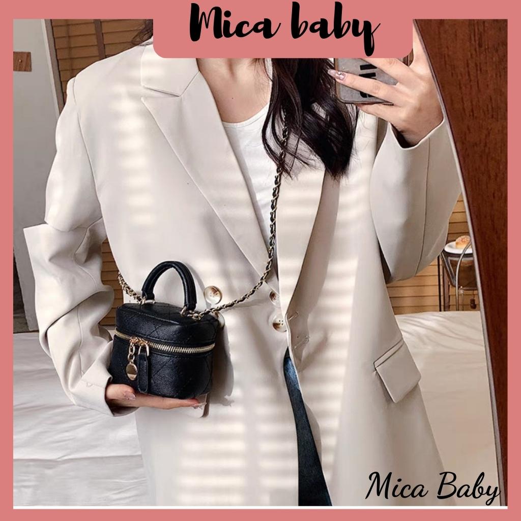 Túi xách nữ mini deo chéo kiểu hộp cặp lồng da trần trám thời trang Mica baby TC03