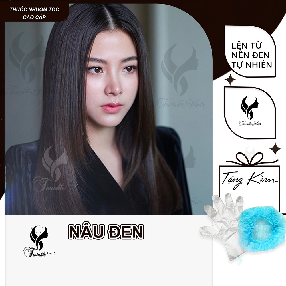 Thuốc nhuộm tóc màu NÂU ĐEN không tẩy tóc của Twinkle Hair Twinkle Hair ,tặng ngay trợ dưỡng