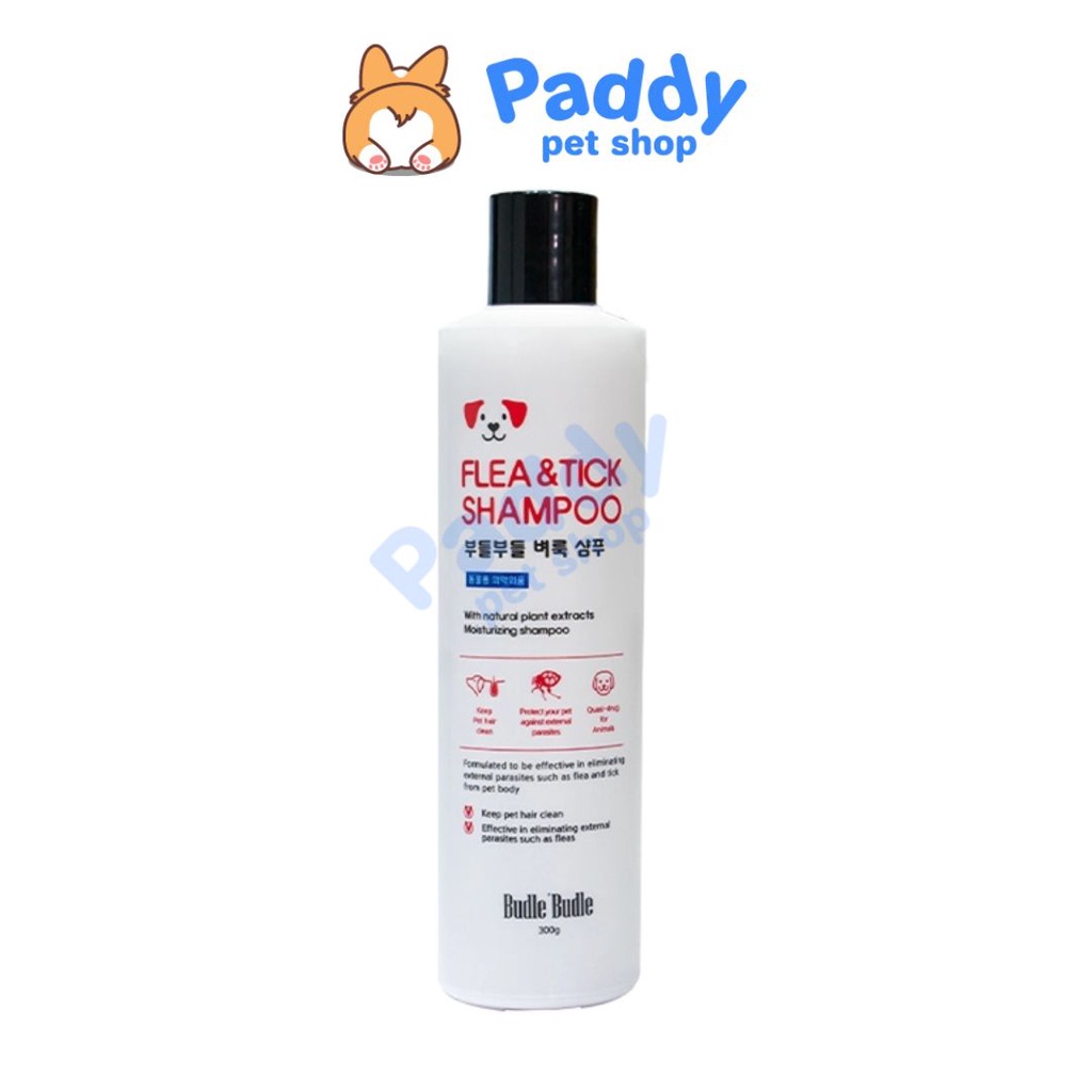 Sữa Tắm Ngừa Ve Rận Thảo Dược Cho Chó Budle Flea & Tick (300ml)