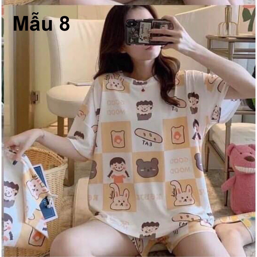 [FREESHIP ĐƠN TỪ 50K] Bộ đùi cổ tròn cute hoạt hinh in kín Basic Cotton Oversize