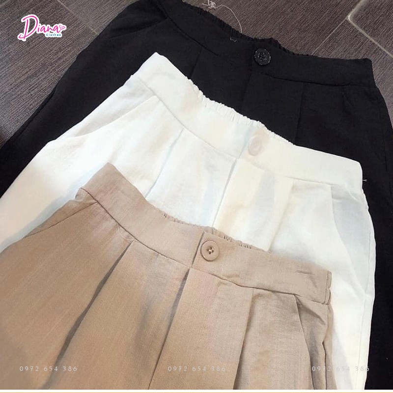 Quần đũi ống rộng cạp chun lưng thun khóa thật màu trắng đen be Quần Culottes ống rộng Mặc ở nhà đi biển đi học công sở