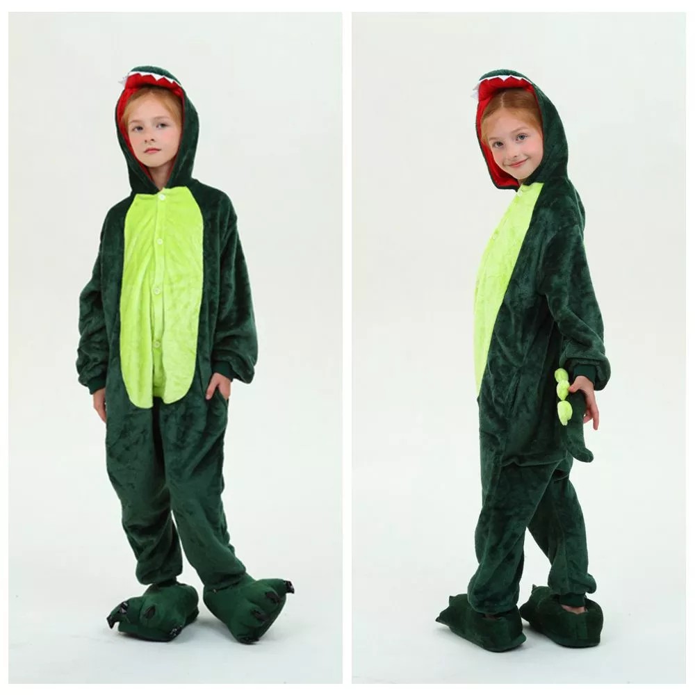 Bộ pijama hóa trang khủng long đáng yêu cho bé trai bé gái 3-13 tuổi